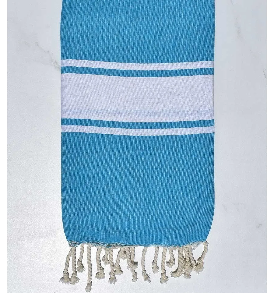 Strandtuch aus recycelter Baumwolle Azurblau Fouta Tunisia - 1