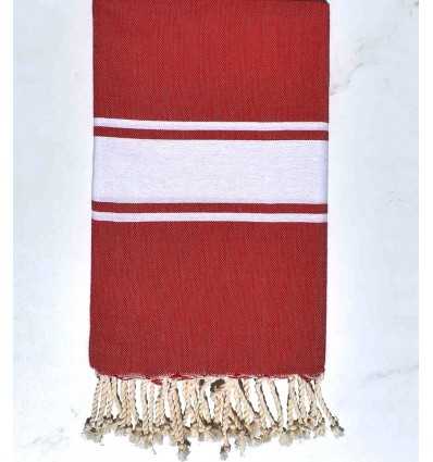 Strandtuch aus recycelter Baumwolle rot Fouta Tunisia - 1