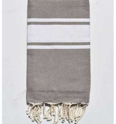 Strandtuch aus recycelter Baumwolle Taupe Fouta Tunisia - 1