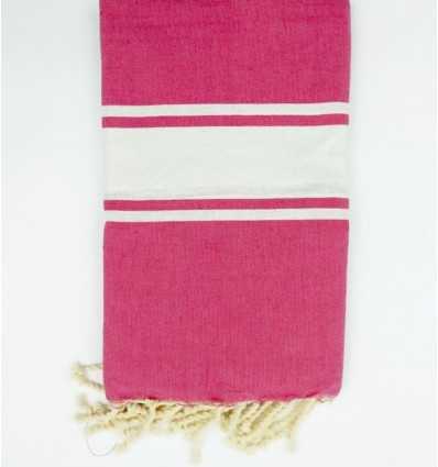 Strandtuch aus recycelter Baumwolle fuchsia-pink Fouta Tunisia - 2