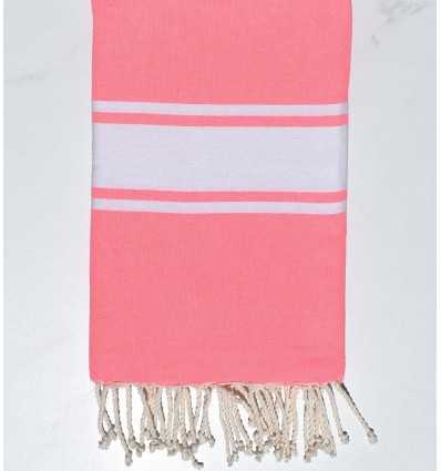 Strandtuch aus recycelter Baumwolle neonrosa Fouta Tunisia - 1