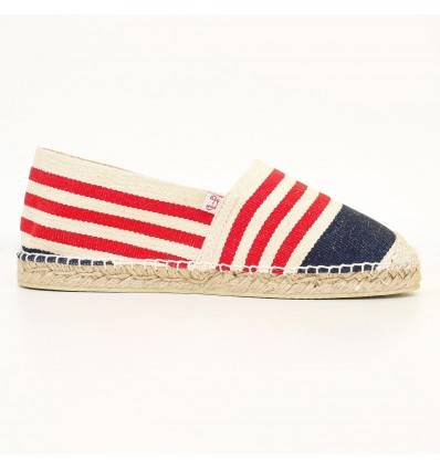 Damen Espadrilles in Marineblau, Ecru und Rot Crabster - 1