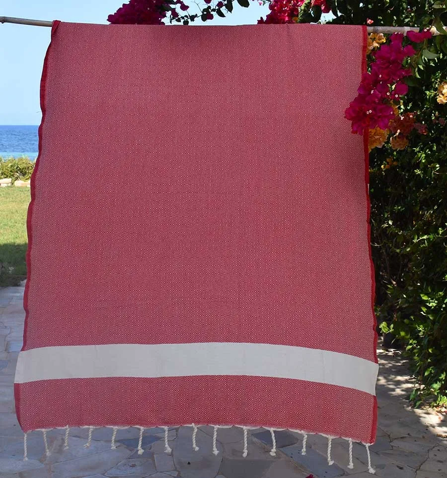 Strandtuch Diamant rot Fouta Tunisia - 1