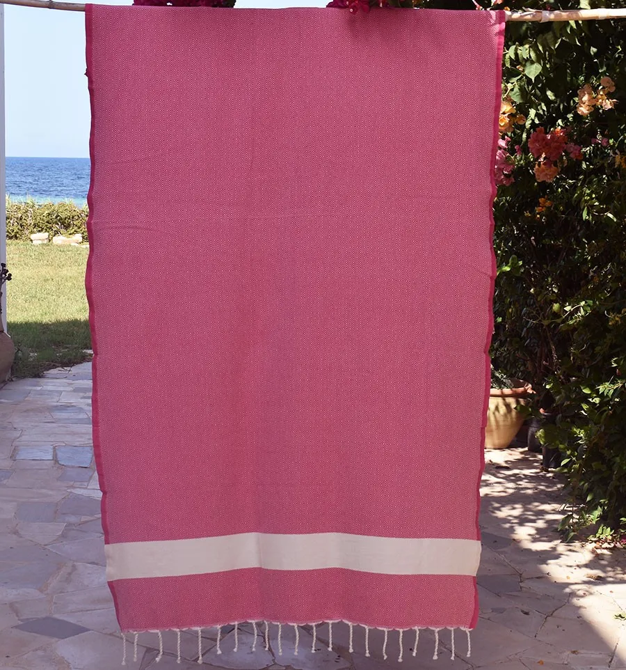 Strandtuch Diamant Fuchsia Pink Fouta Tunisia - 1