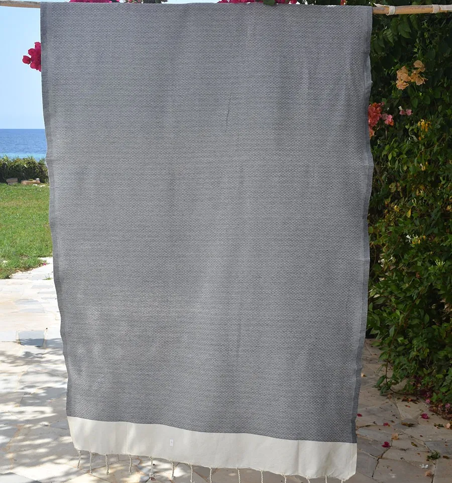 Strandtuch PIQUE-PIQUE grau Fouta Tunisia - 1