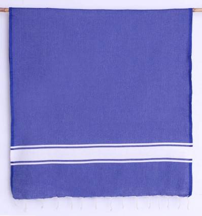 Strandtuch aus recycelter Baumwolle ultramarinblau Fouta Tunisia - 1