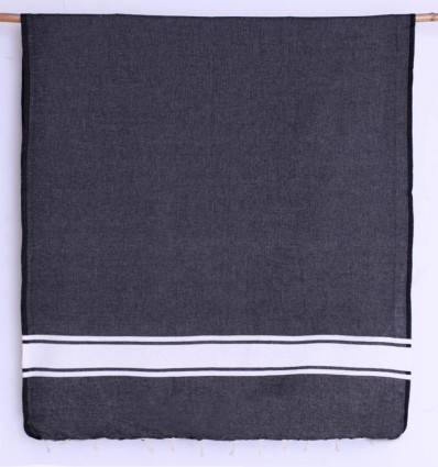 Strandtuch aus recycelter Baumwolle Schwarz Fouta Tunisia - 1