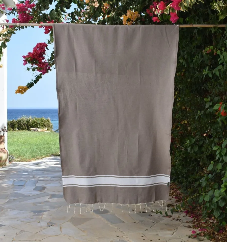 Strandtuch Taupe - FOUTA TUNISIA