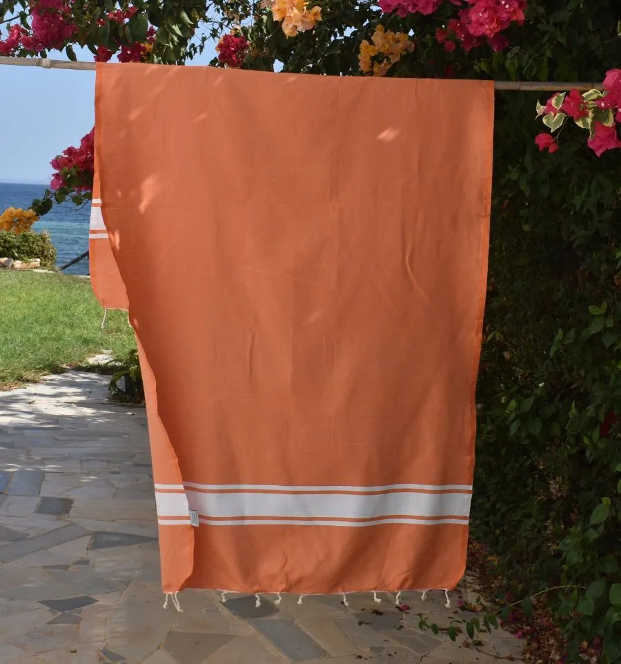 Strandtuch aus recycelter Baumwolle orange - FOUTA TUNISIA