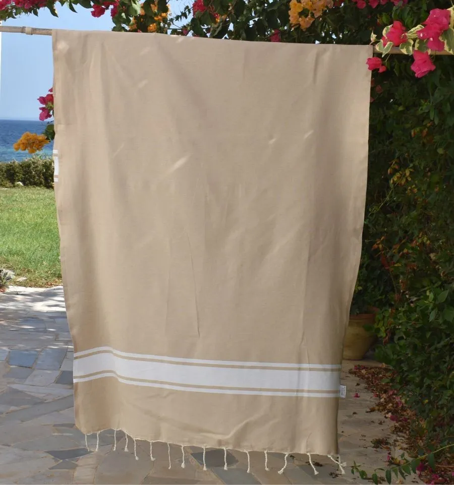 Strandtuch aus recycelter Baumwolle beige - Strandtuch - FOUTA TUNISIA