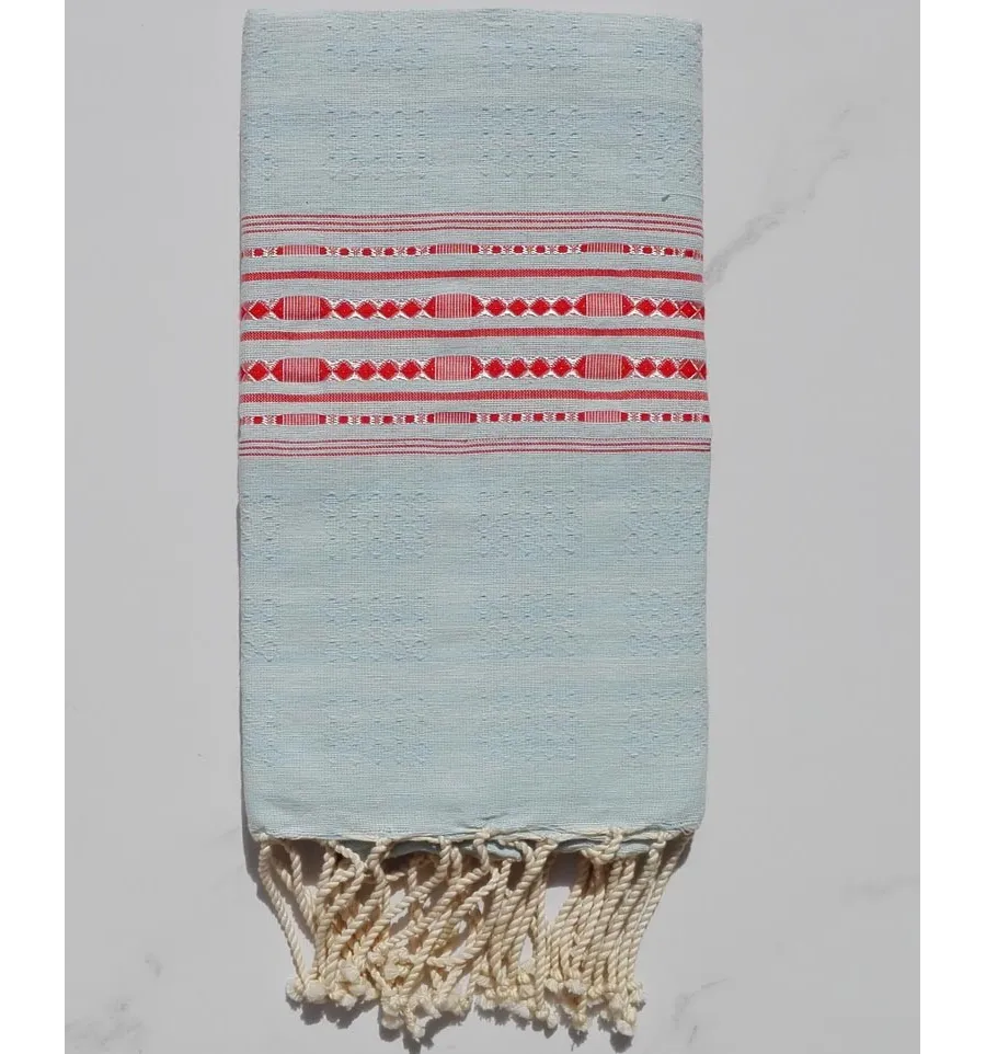 Fouta arabesque rayée rouge 