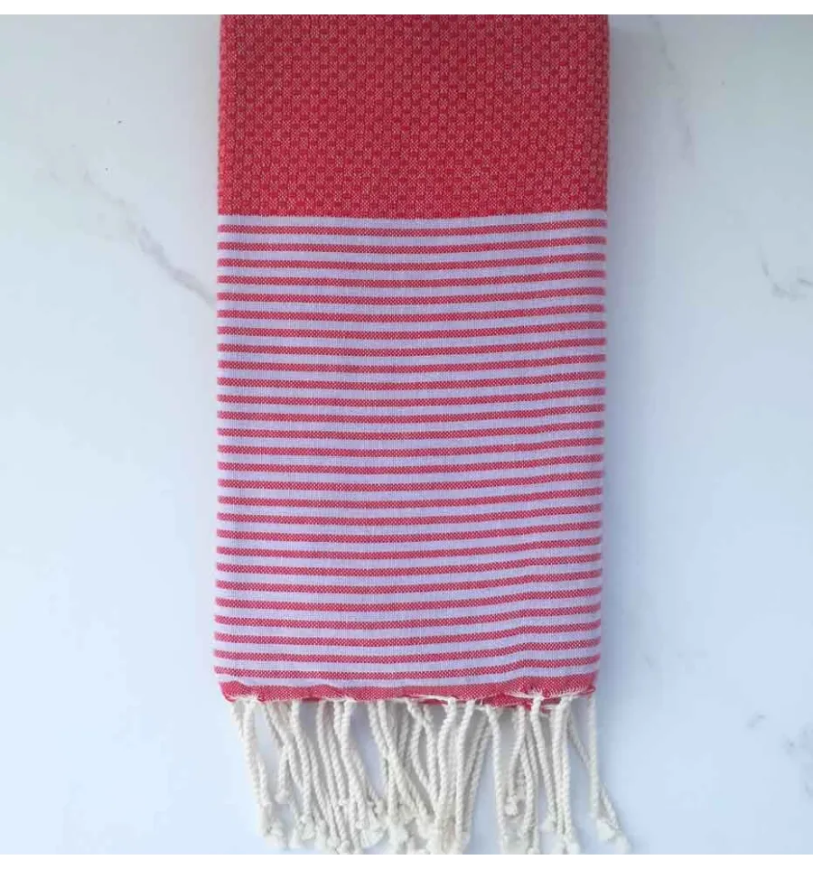 Fouta Waben rot mit Streifen 