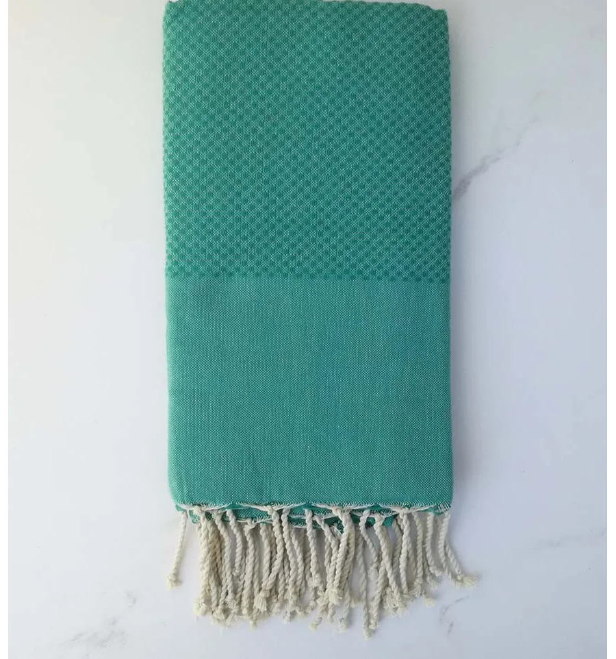 FOUTA Nid d'abeille unie vert malachite 