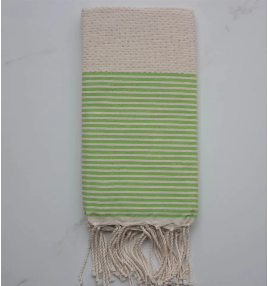 Fouta waben cremeweiß und grün 