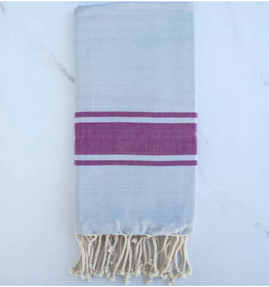 Fouta plate gris bleu rayée byzantium 