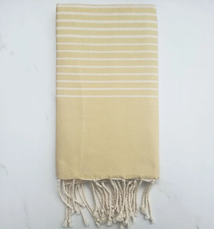 Fouta plate rayée vanille 