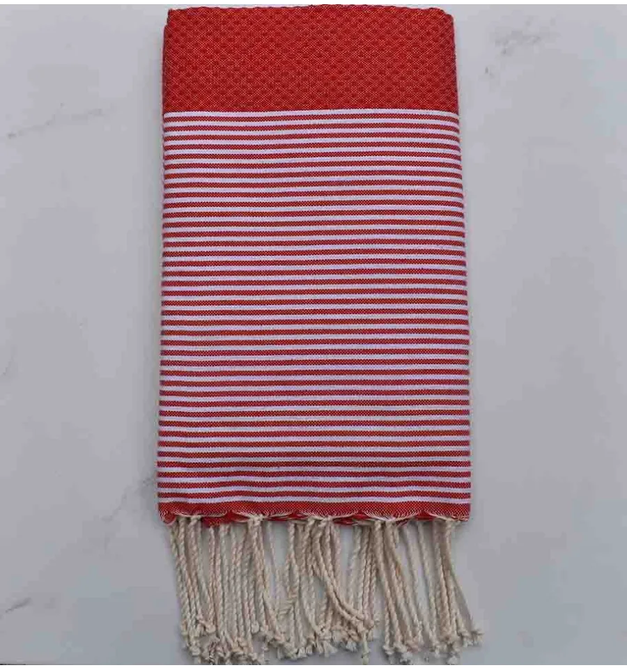 FOUTA waben rote Johannisbeere weiß gestreift