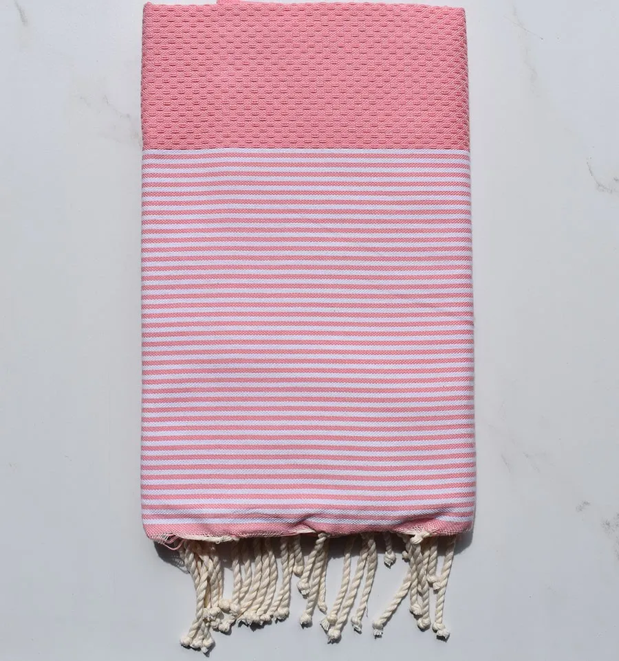 Fouta Waben pastellrosa gestreift weiß 