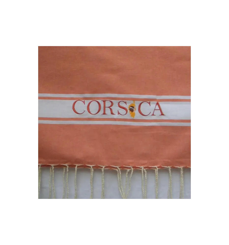 Corsica besticktes Strandtuch mit orangefarbenem Faden 