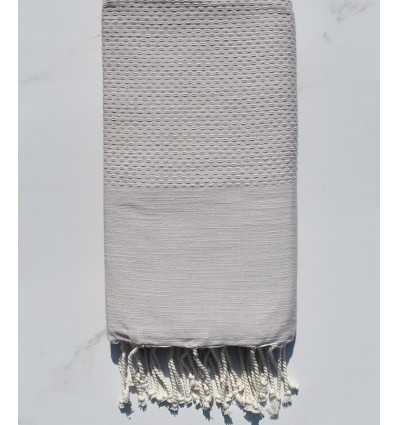 Fouta nid d'abeille unie taupe pale 