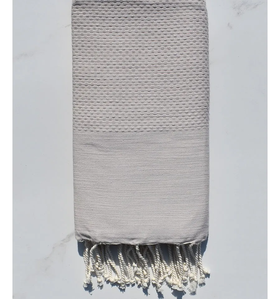 Fouta nid d'abeille unie taupe pale 