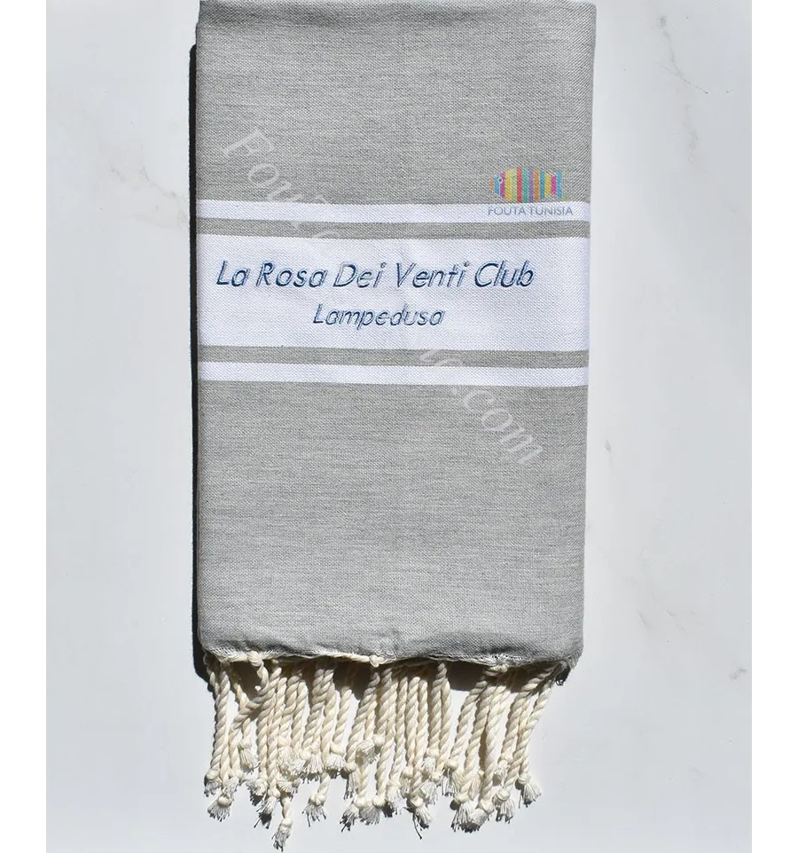 Besticktes La Rosa Dei Venti Club LAMPEDUSA Flaches graues Strandtuch 