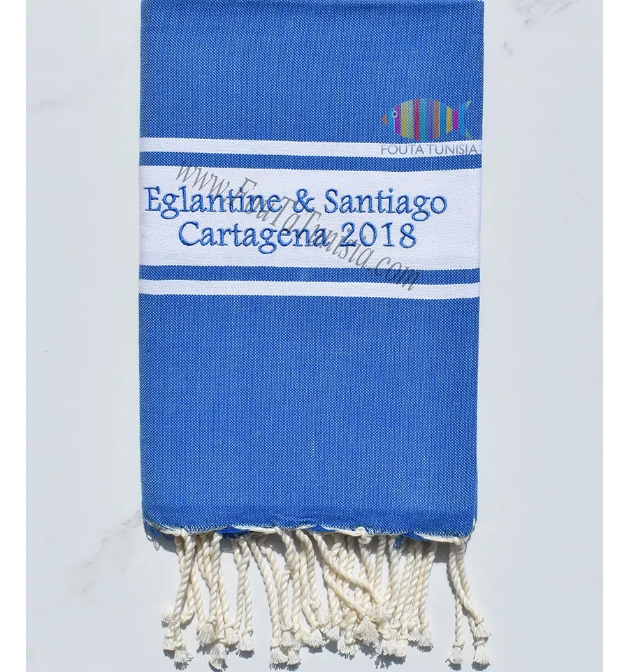 Strandtuch blau gestickten cartagena 2018 