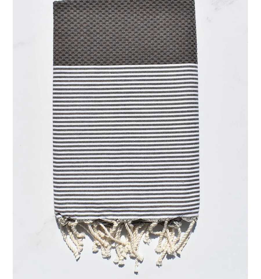 Fouta nid d'abeille bitume 