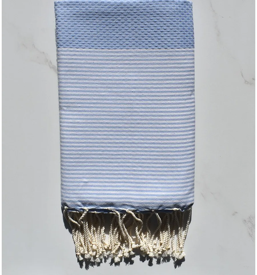 HONEYCOMB FOUTA Rauch blau weiß gestreift 