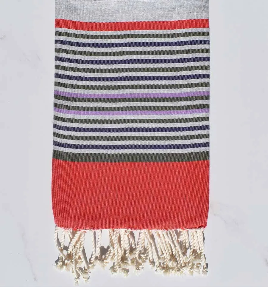 Fouta 5 Farben grau, rot, militärgrün, lila und hellviolett 