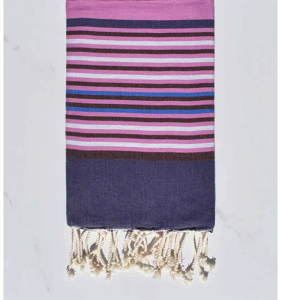 Fouta 5 Farben dunkles Indigo, dunkles Lila, rosa Lila, hellgrau und blau 