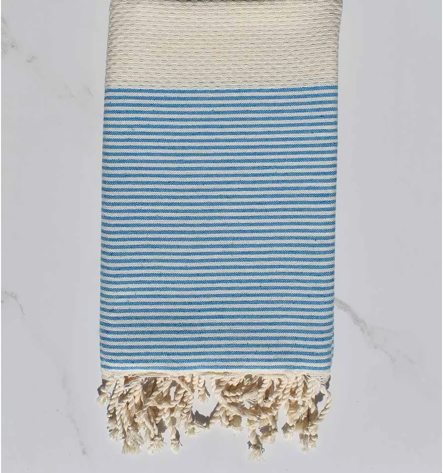 Fouta Waben creme blau gestreift 