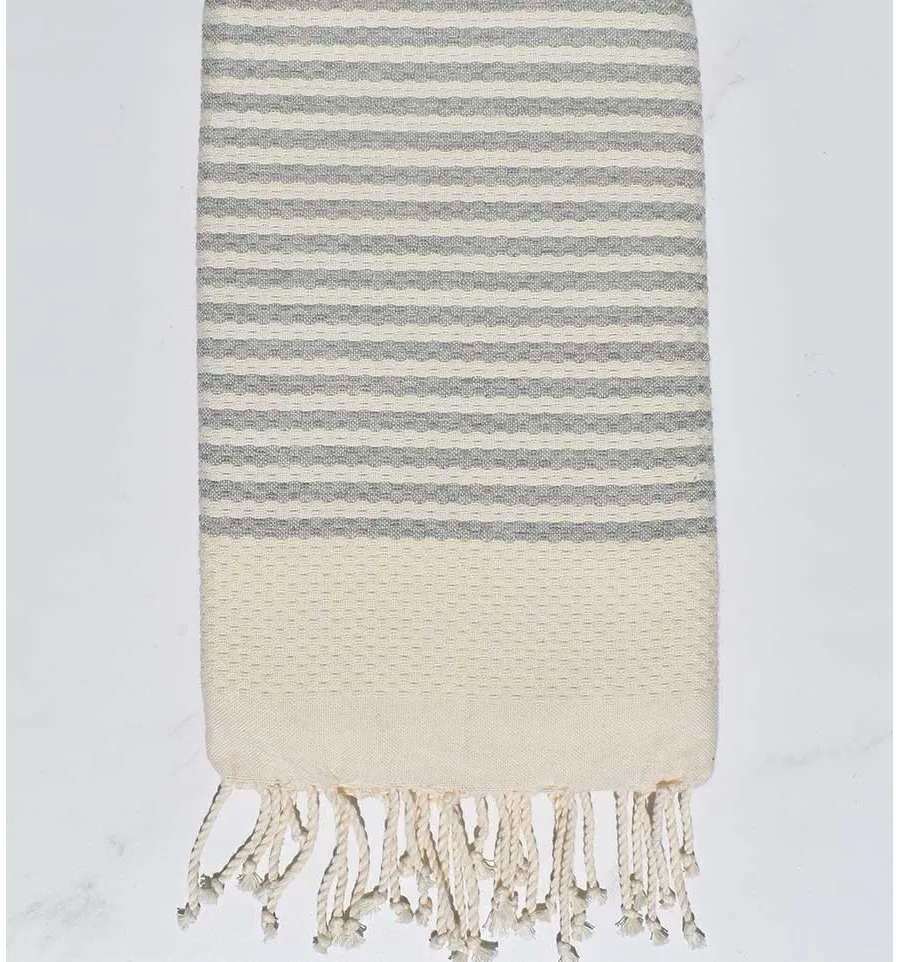 Fouta nid d'abeille gris 