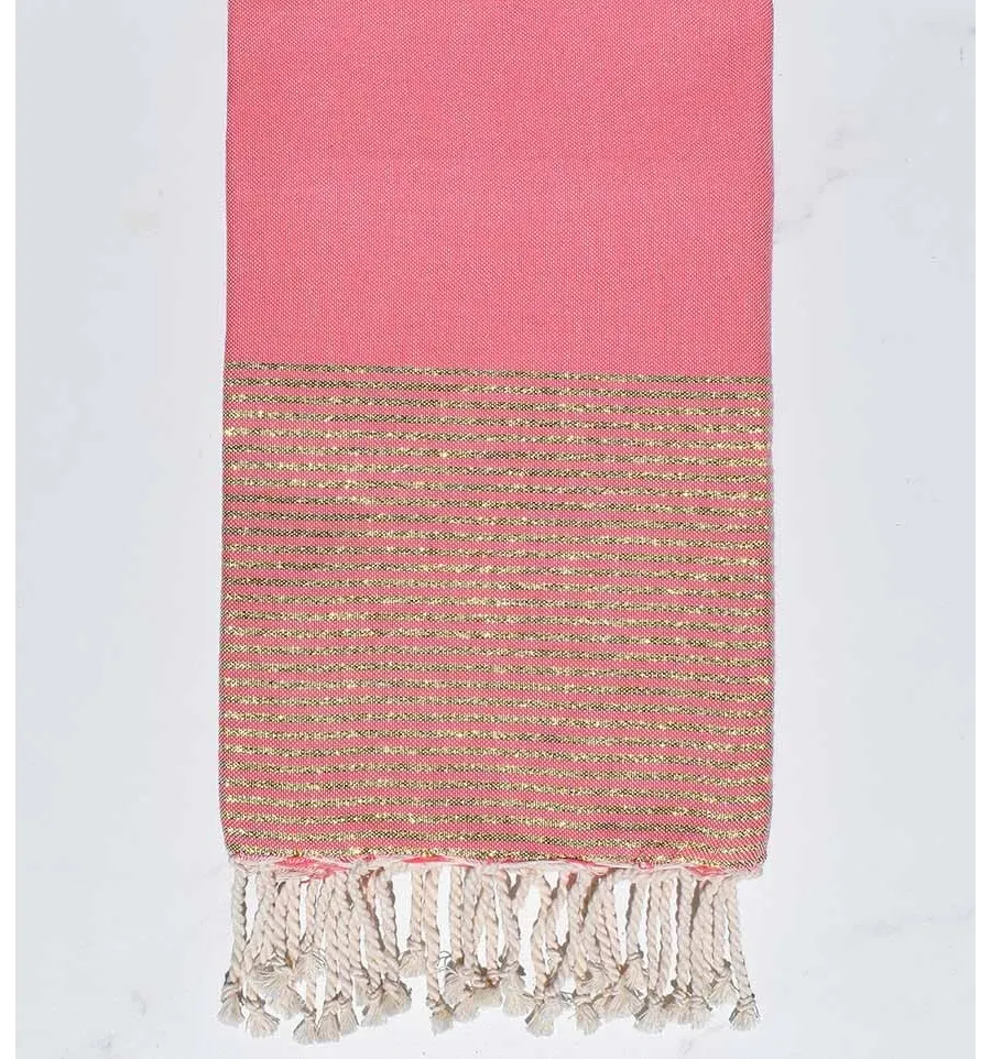 Strandtuch Erdbeerrosa mit Lurex Fouta Tunisia - 1