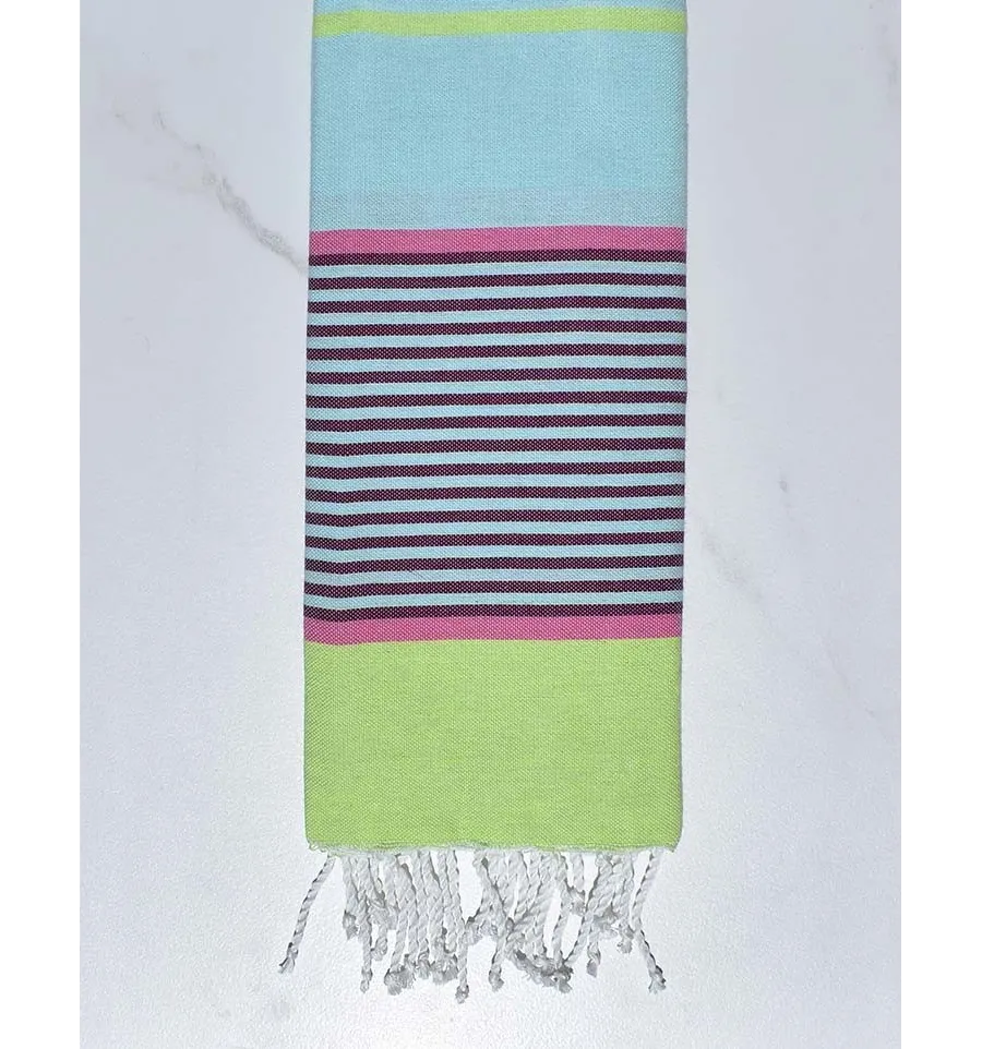 Fouta Kind hellblau, pink, dunkelmagenta und hellgrün Fouta Tunisia - 1