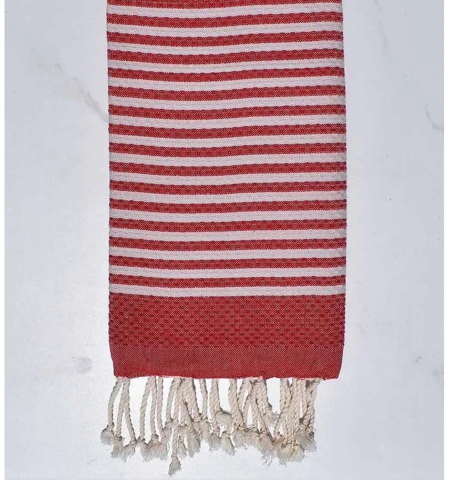 FOUTA gestreifte Wabe 1 cm englischer roter Streifen Fouta Tunisia - 1