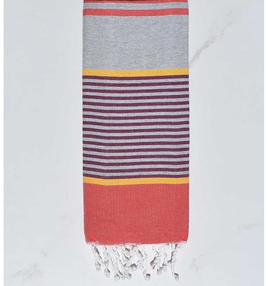 Fouta Kind grau, gelb, lila lila und rot Fouta Tunisia - 1