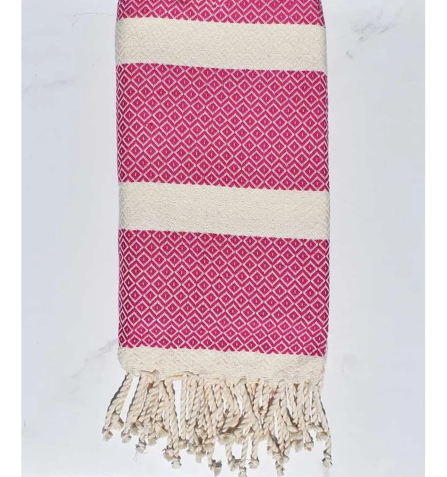 Strandtuch chevron Fuchsia Pink Fouta Tunisia - 1