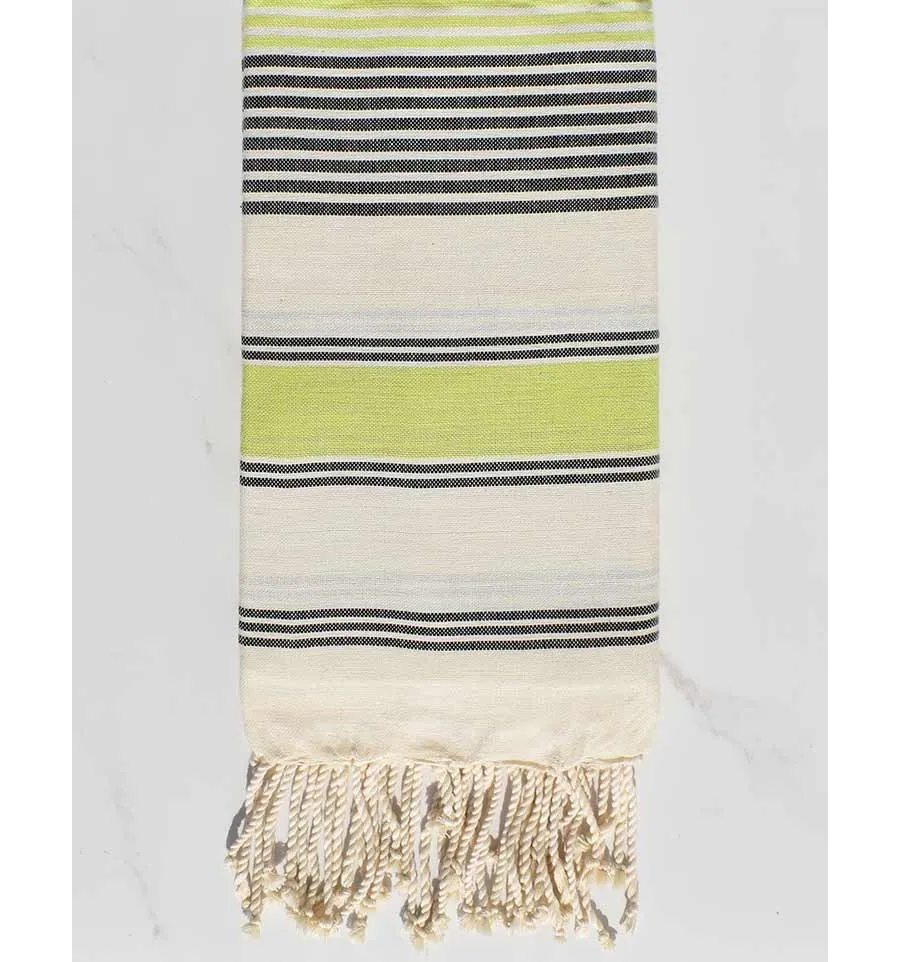 Fouta dina cremeweiß, wiesengrün und anthrazit Fouta Tunisia - 1