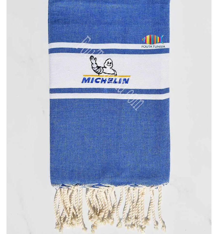 Strandtuch Platte Blue Jeans mit Stickerei Michelin Fouta Tunisia - 1