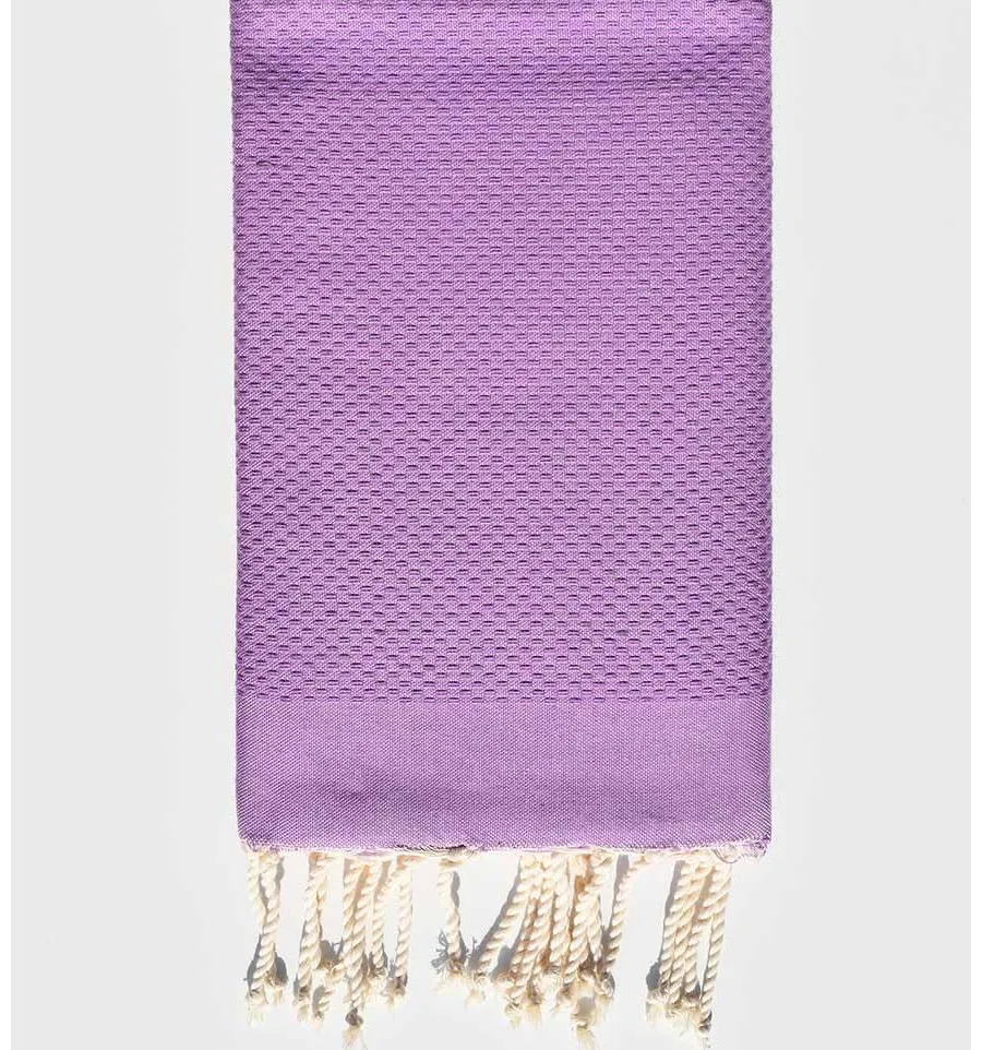 Serviette de plage nid d'abeille unie améthyste Fouta Tunisia - 1