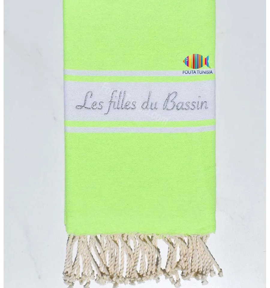 Besticktes und personalisiertes flaches Strandtuch les filles dubassins Fouta Tunisia - 2