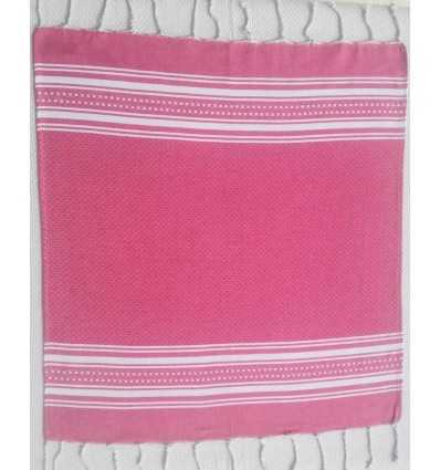 Mini Handtuch rosa und weißes Fouta Tunisia - 1