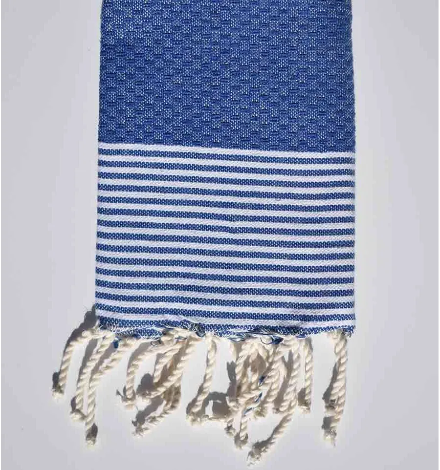 Set mit 10 blauen Servietten mit Streifen Fouta Tunisia - 1