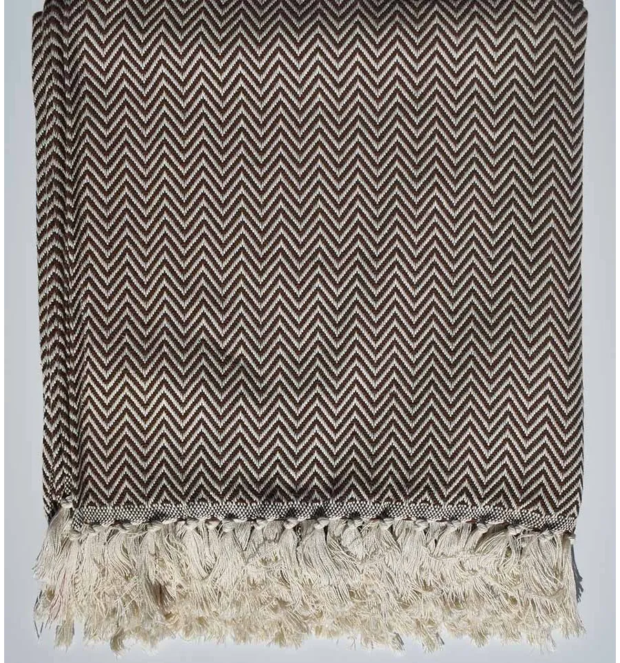 Braunes Chevron-Plaid Fouta Tunisia - 1