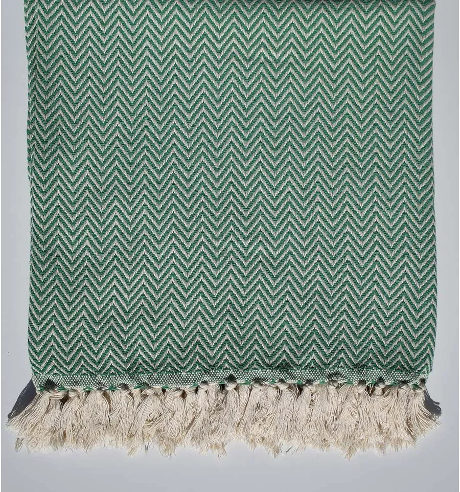 Grasgrünes Chevron-Plaid Fouta Tunisia - 1