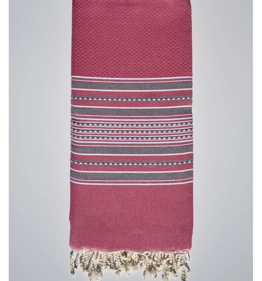 Bettwäsche  Arabeske Candy Pink gestreift grau Fouta Tunisia - 1