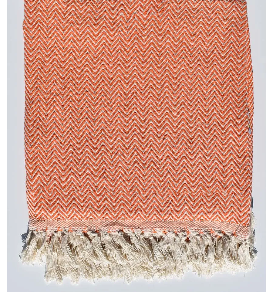 Orange Chevron Plaid Fouta Tunisia - 1