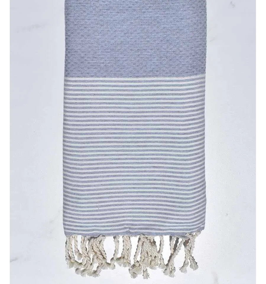 Rauch blau grau flach Strandtuch Fouta Tunisia - 1